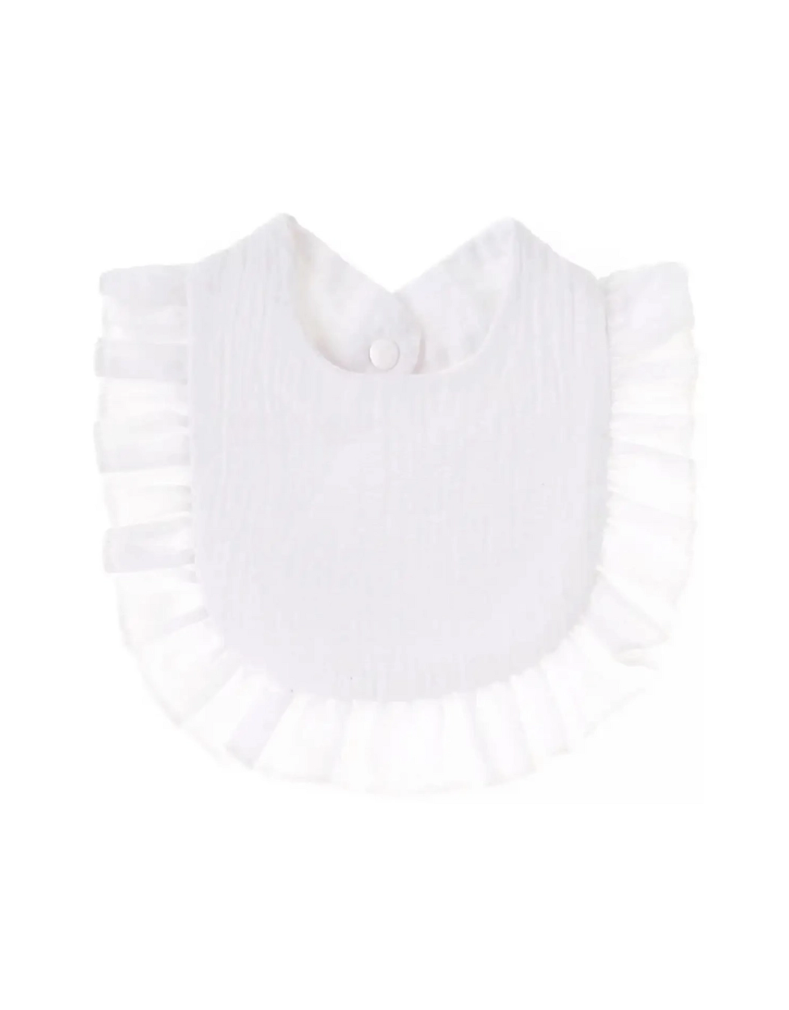 Ruffle Toddler Bib, White