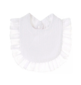 Ruffle Toddler Bib, White