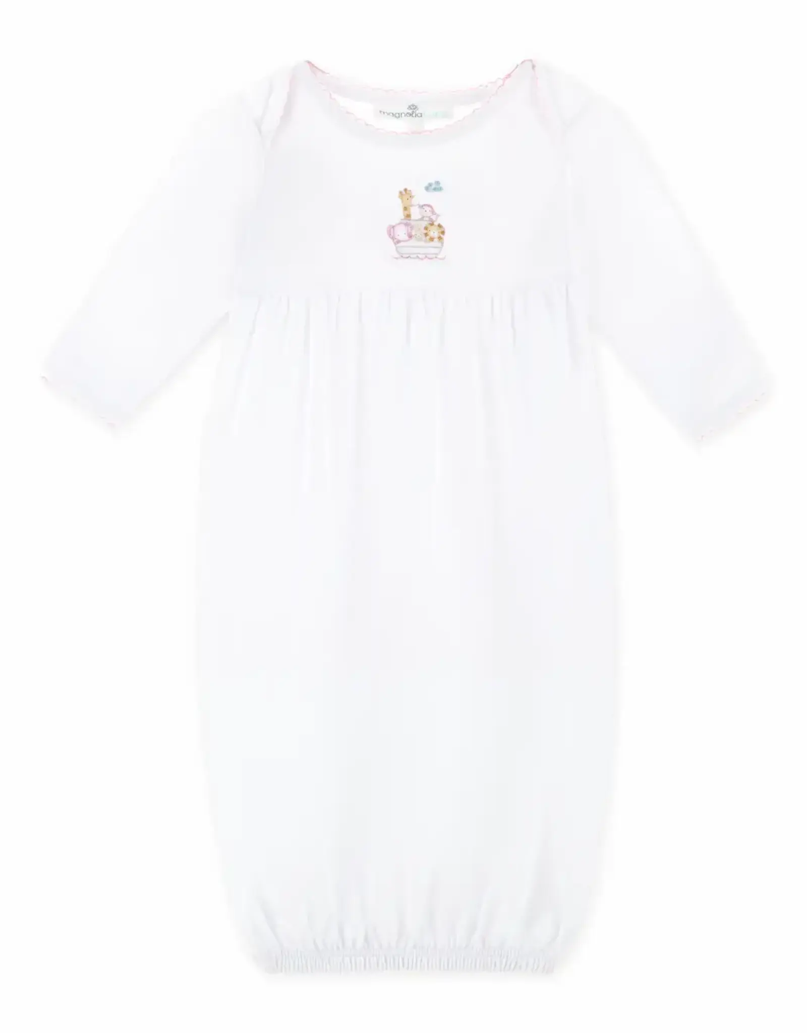 Magnolia Baby Noah's Ark Gathered Gown, Pink