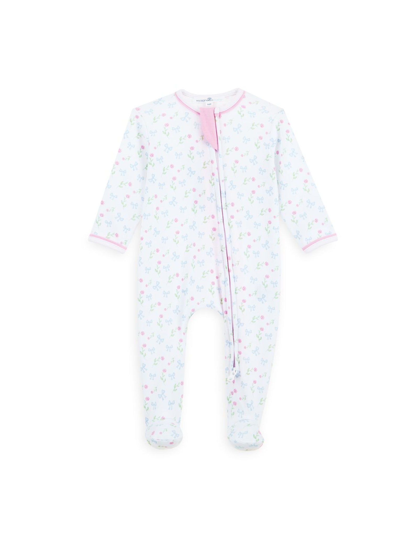 Magnolia Baby Evelyn's Classic Print Zip Footie, Sky Blue