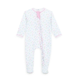 Magnolia Baby Evelyn's Classic Print Zip Footie, Sky Blue