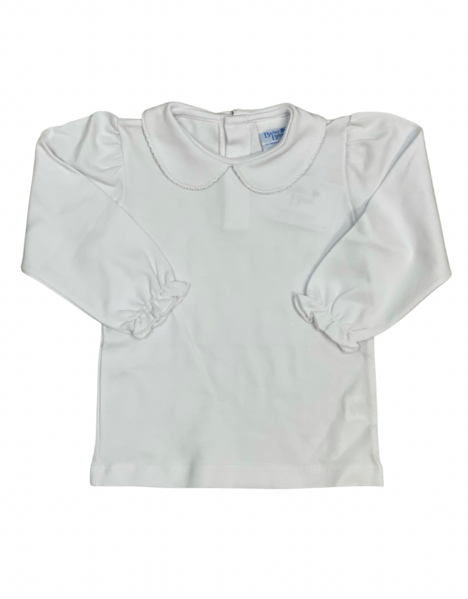 The Bailey Boys Long Sleeve White Knit Girls Peter Pan Shirt