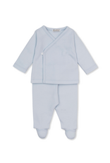 Kissy Kissy Jacquard Footed Pant Set, Light Blue