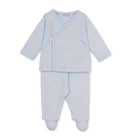 Kissy Kissy Jacquard Footed Pant Set, Light Blue