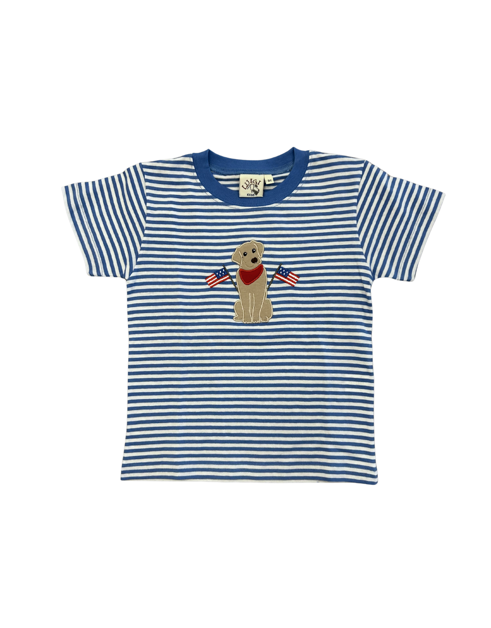 Luigi Navy Stripe Lab with American Flag SS Tshirt