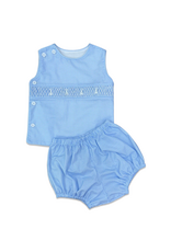 Percy & Tyne Smocked Beau Set, Blue Gingham and Bunnies