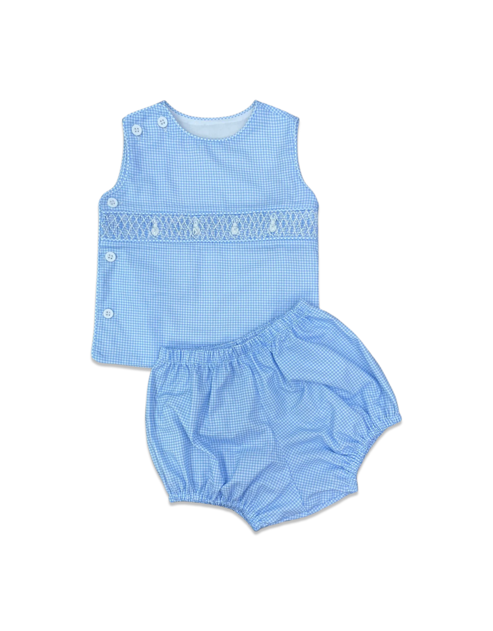 Percy & Tyne Smocked Beau Set, Blue Gingham and Bunnies