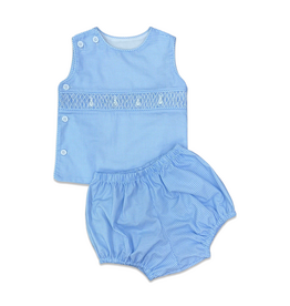 Percy & Tyne Smocked Beau Set, Blue Gingham and Bunnies