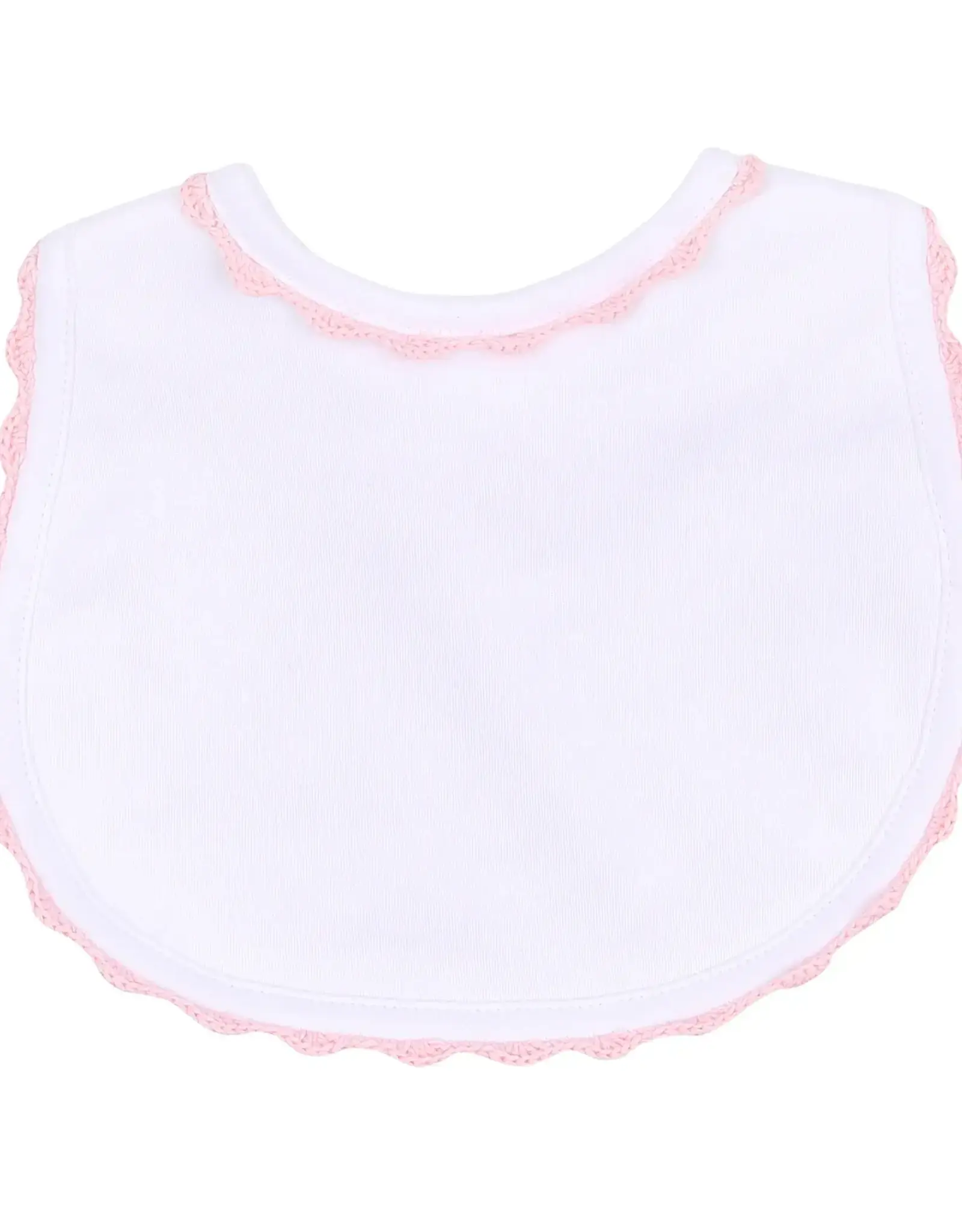 Magnolia Baby Baby Joy Pink Crochet Trim Bib