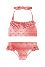 Minnow Floral Gingham Halter Scoop Neck Bikini