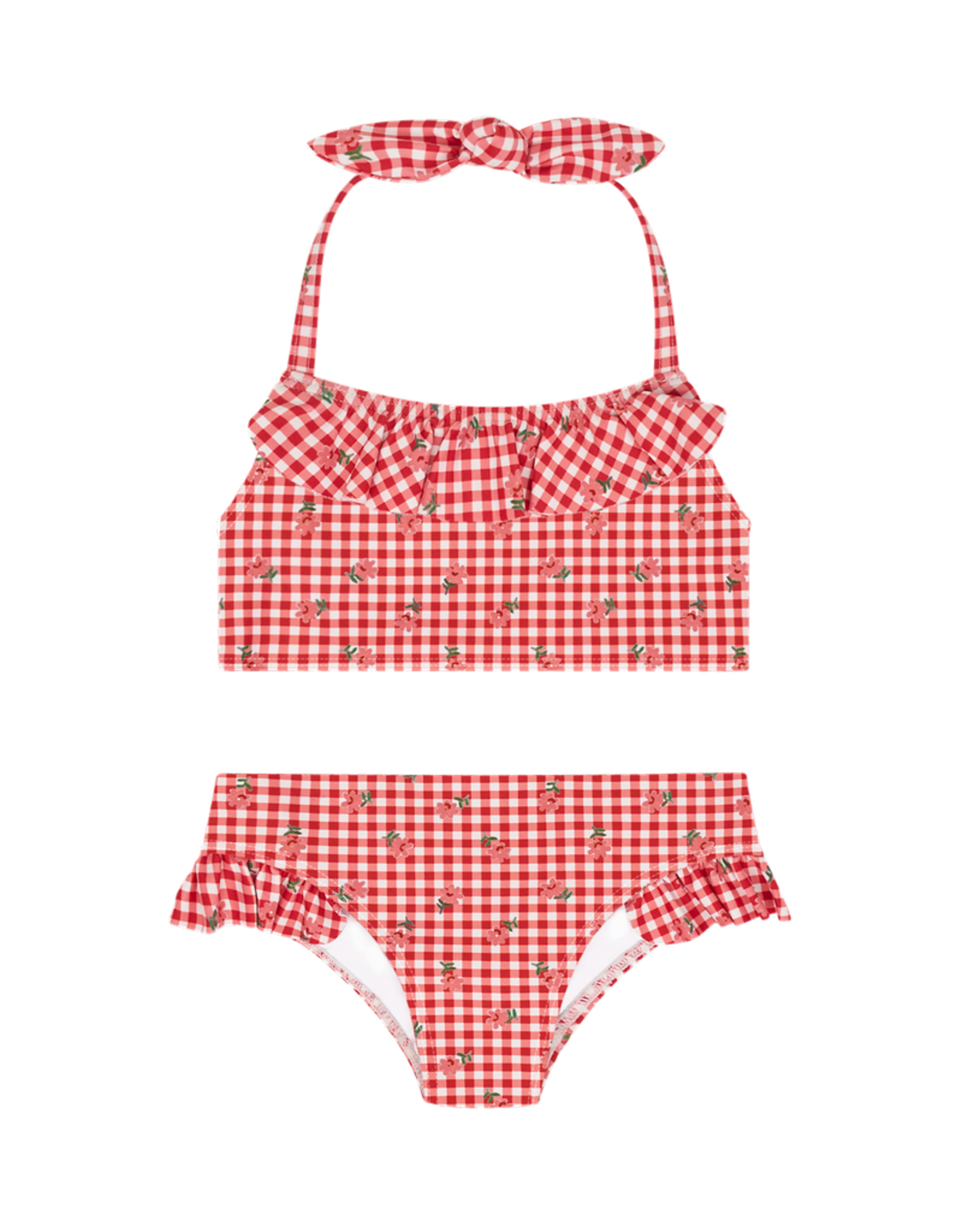 Minnow Floral Gingham Halter Scoop Neck Bikini