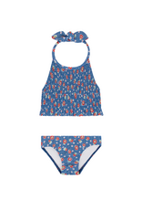Minnow Navy Floral Smocked Halter Bikini