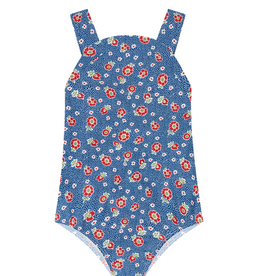 Minnow Navy Floral Bib One Piece