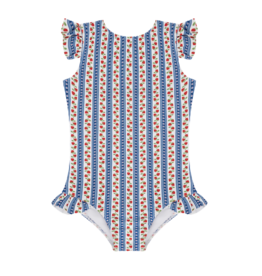 Minnow Strawberry Fields Ruffle Cap Sleeve One Piece