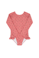 Minnow Floral Gingham Rashguard One Piece