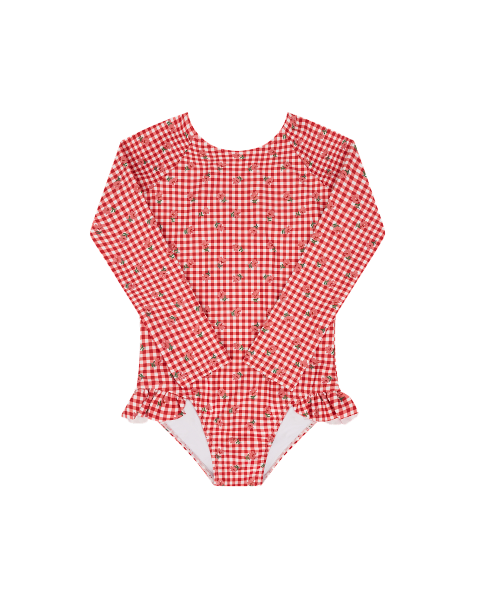 Minnow Floral Gingham Rashguard One Piece