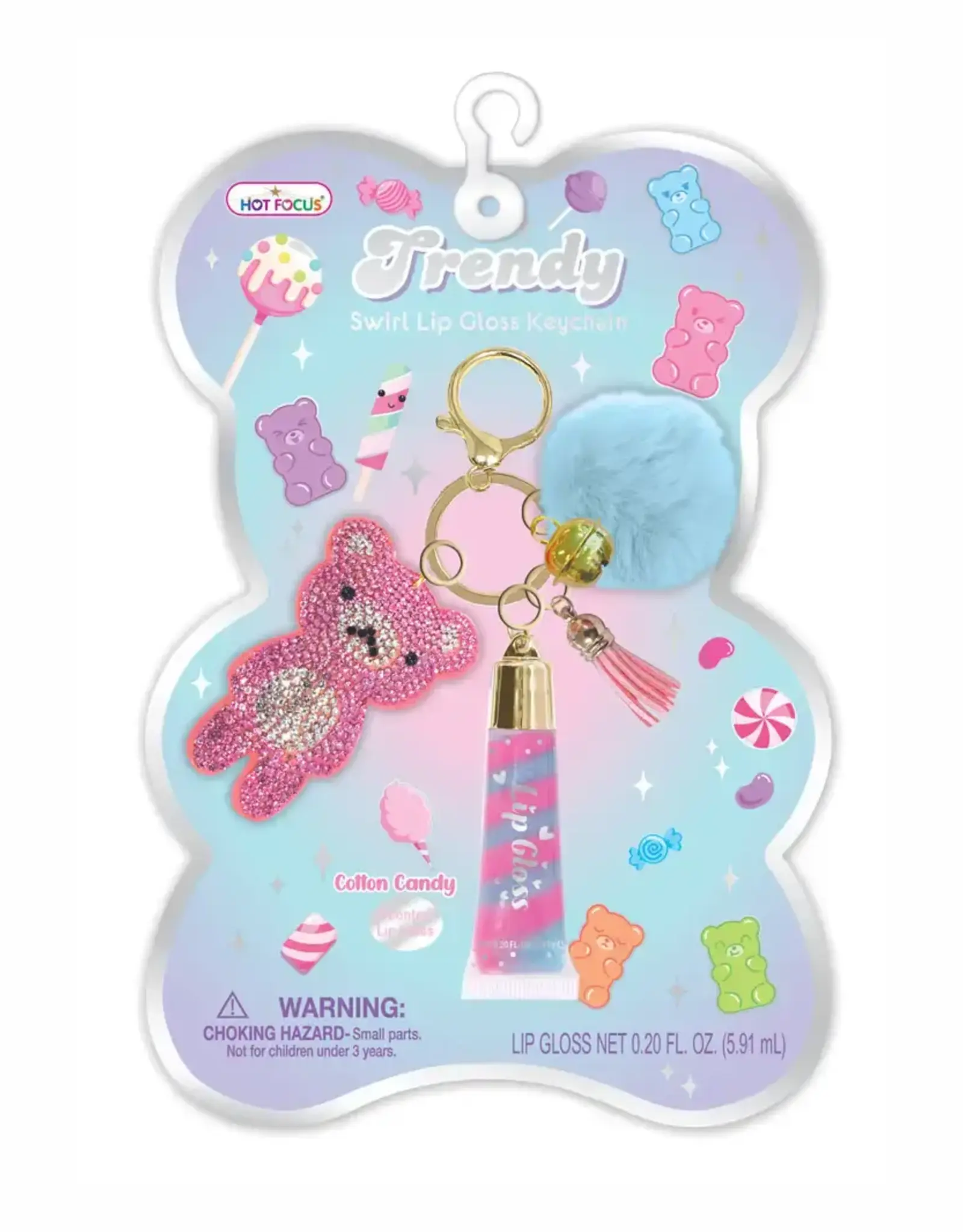 Hot Focus Trendy Lip Gloss with Keychain, Gummy Bear