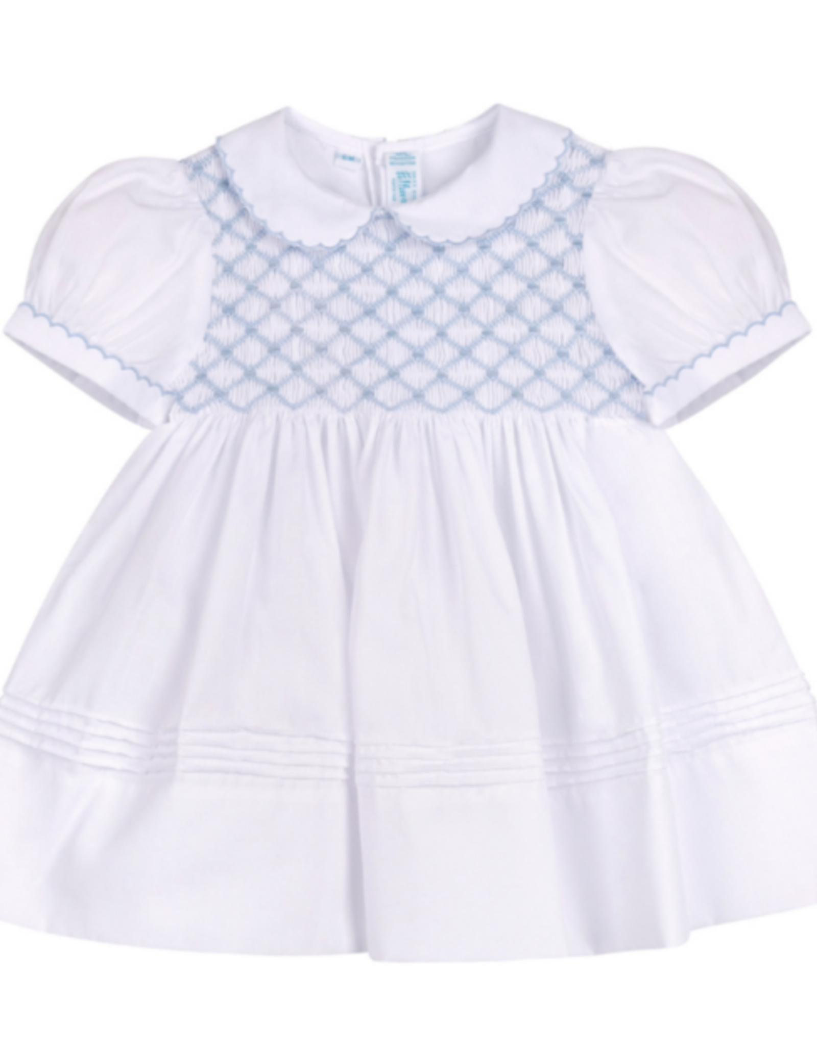 Feltman Brothers Signature Smocked Dress, White/Blue
