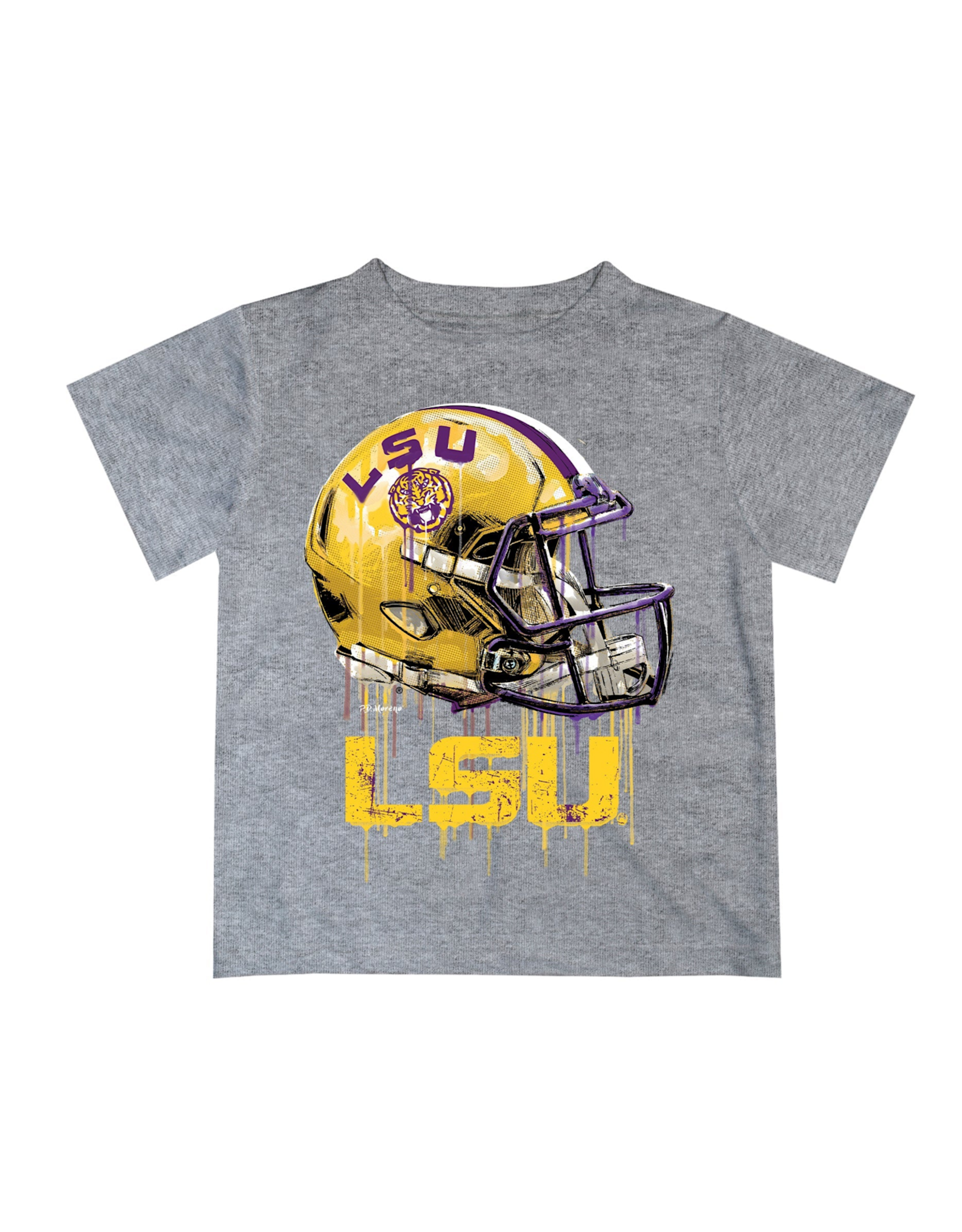 LSU Dripping Football Helmet Heathered Grey Dry Fit