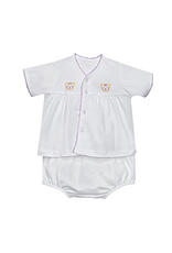 Southern Saturday Tiger Embroidered White Knit Unisex Diaper Set