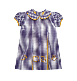 Southern Saturday LSU 4 Logos Purple/Gold Gingham Pleat Dress