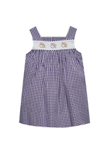 Southern Saturday Tiger Paw Embroidered Purple Gingham Dress