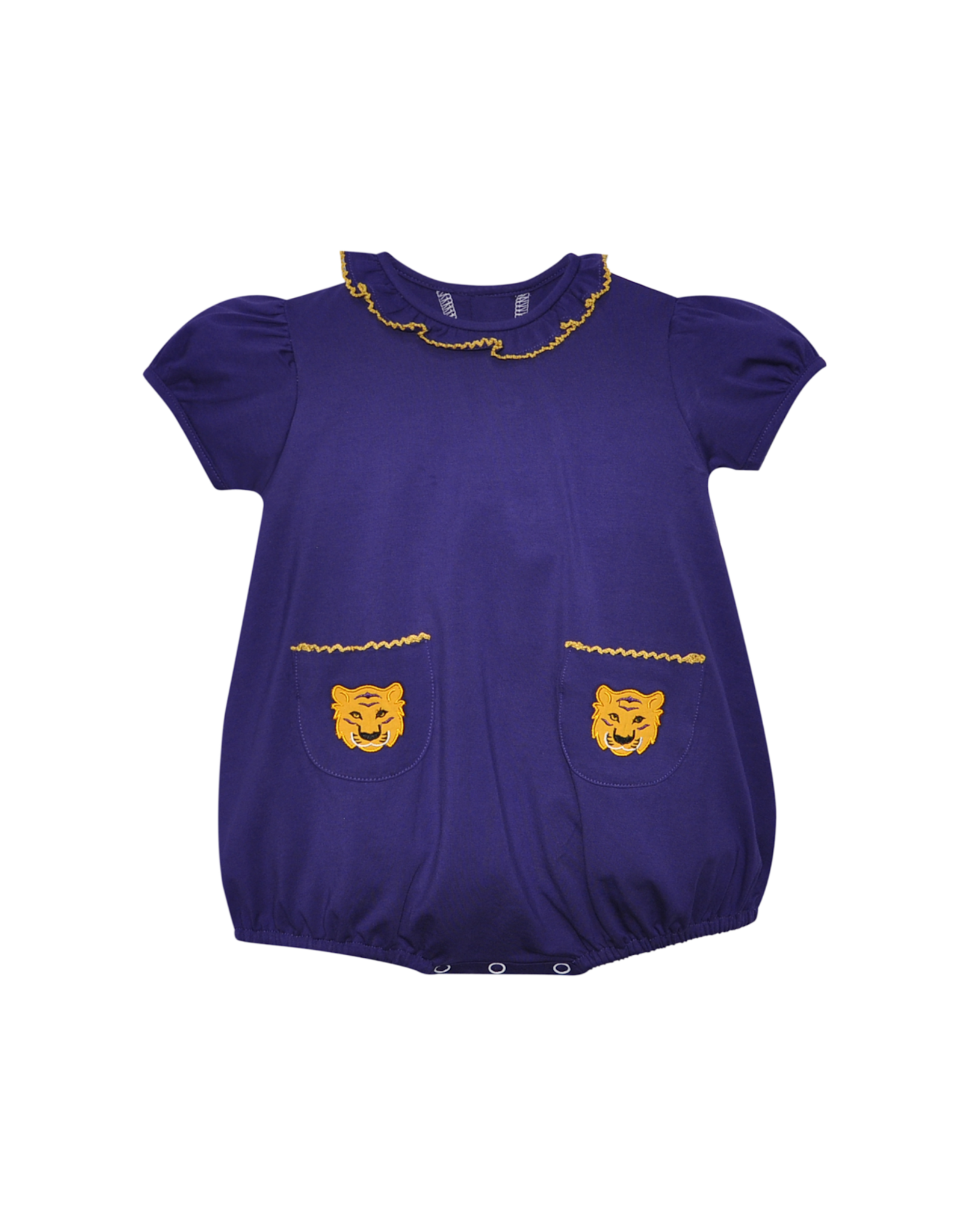 Southern Saturday Purple/Gold Tiger Applique Pocket Bubble