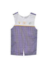 Southern Saturday Embroidered LSU Purple Gingham Shortall