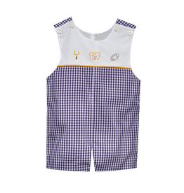 Southern Saturday Embroidered LSU Purple Gingham Shortall