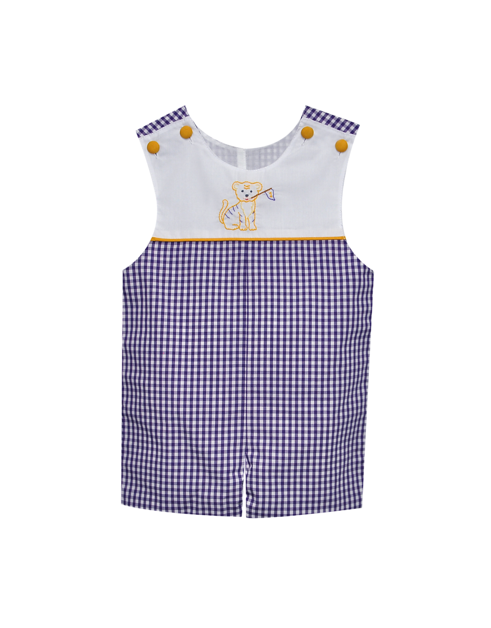 Southern Saturday Tiger w/ Flag Purple Gingham Shortall