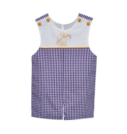 Southern Saturday Tiger w/ Flag Purple Gingham Shortall