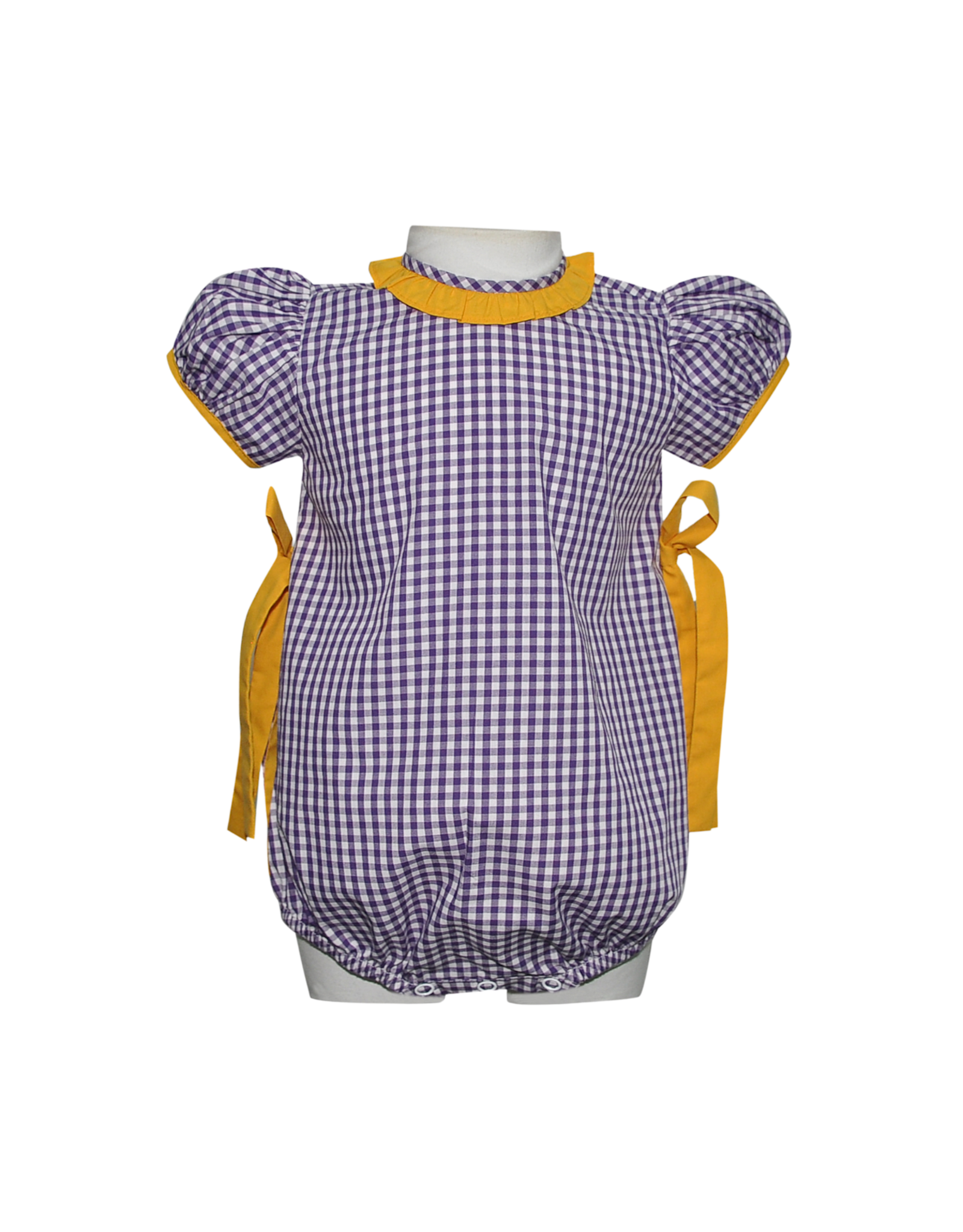 Southern Saturday Purple/Gold Gingham Side Tie Bubble