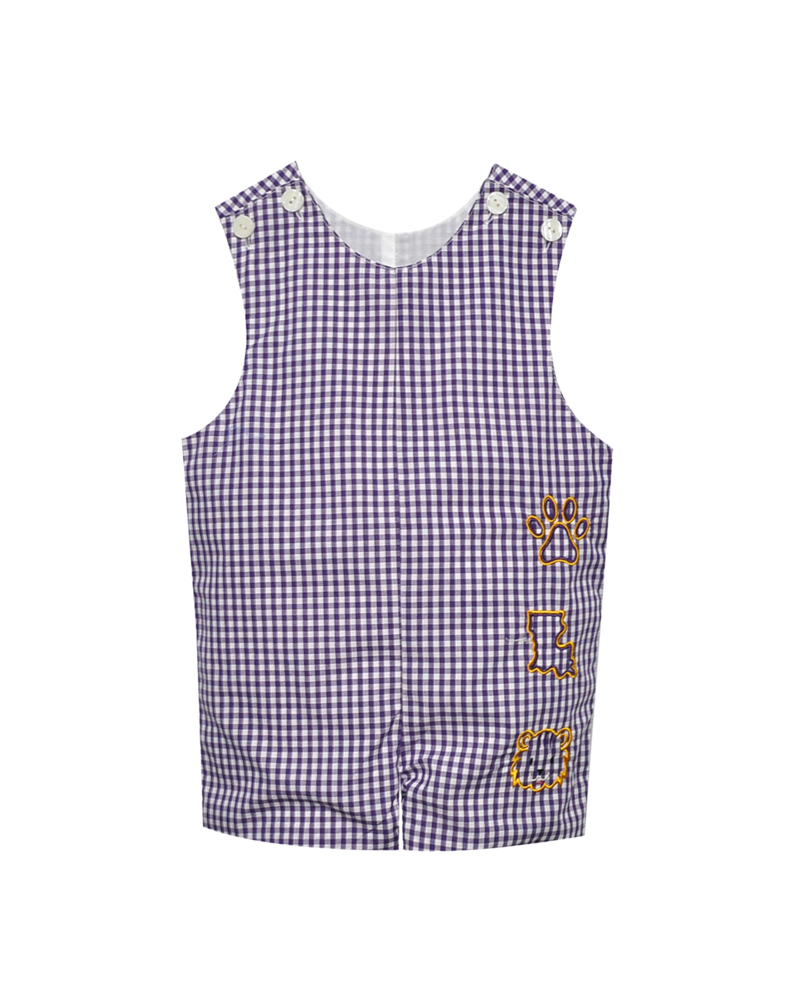 Southern Saturday LSU 3 Logos PurpleGingham Shortall