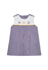 Southern Saturday Embroidered LSU Purple Gingham Pleat Dress