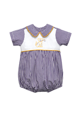 Southern Saturday Tiger w/ Flag Purple Gingham Boy Bubble