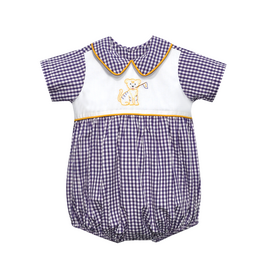 Southern Saturday Tiger w/ Flag Purple Gingham Boy Bubble