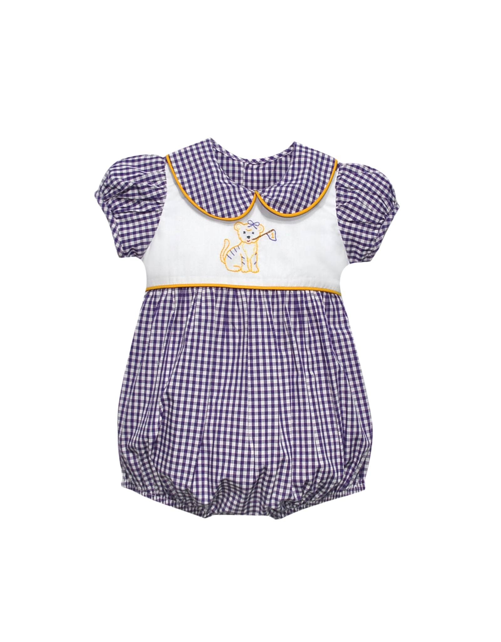 Southern Saturday Tiger w/ Flag Purple Gingham Girl Bubble