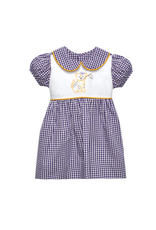 Southern Saturday Tiger w/ Flag Purple Gingham Dress