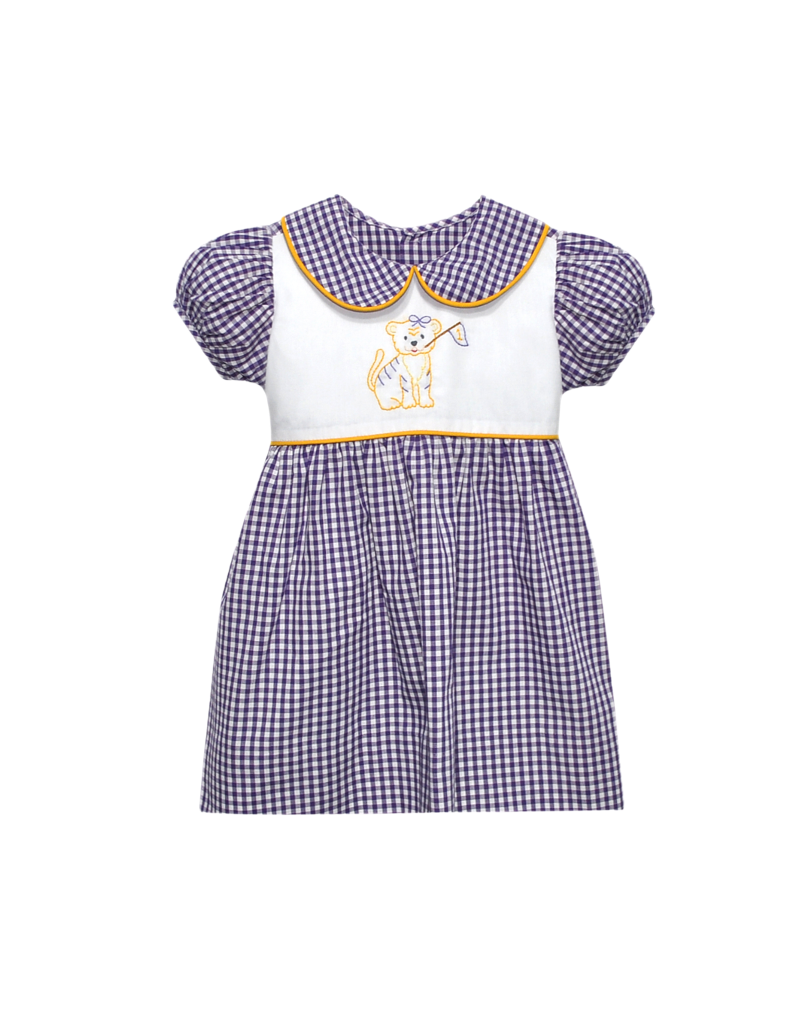 Southern Saturday Tiger w/ Flag Purple Gingham Dress