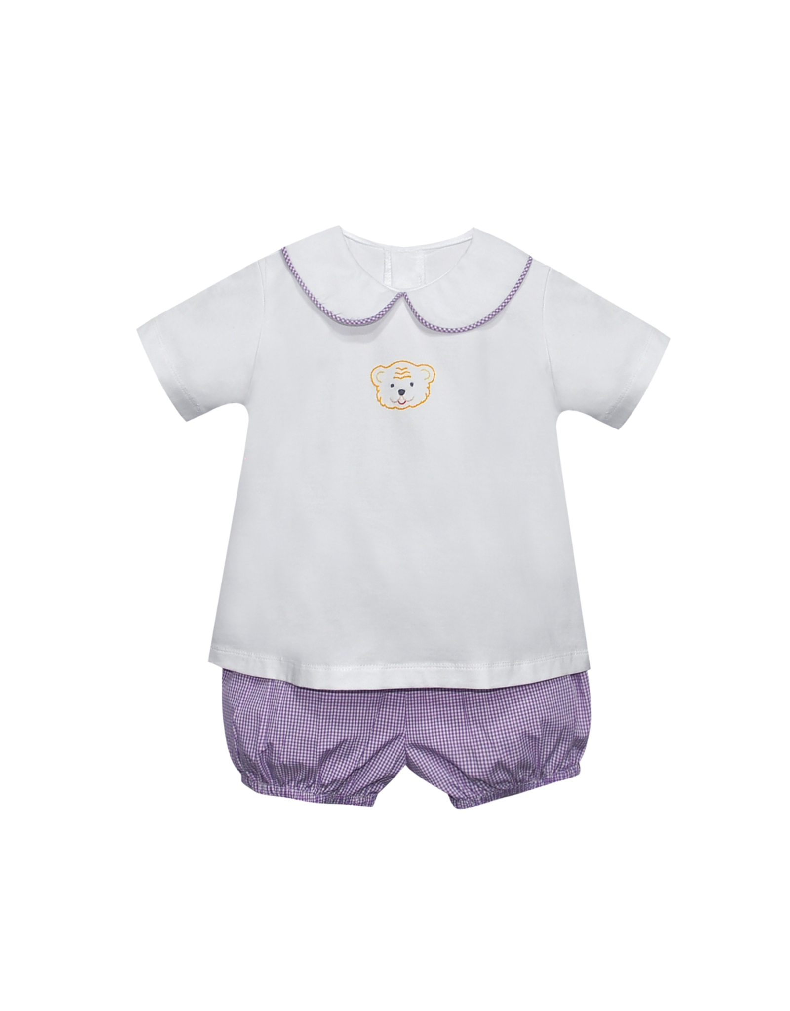 Southern Saturday Tiger Purple/Gold Knit Tiger Boys Bloomer Set
