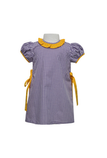 Southern Saturday Purple/Gold Gingham Side Tie Dress