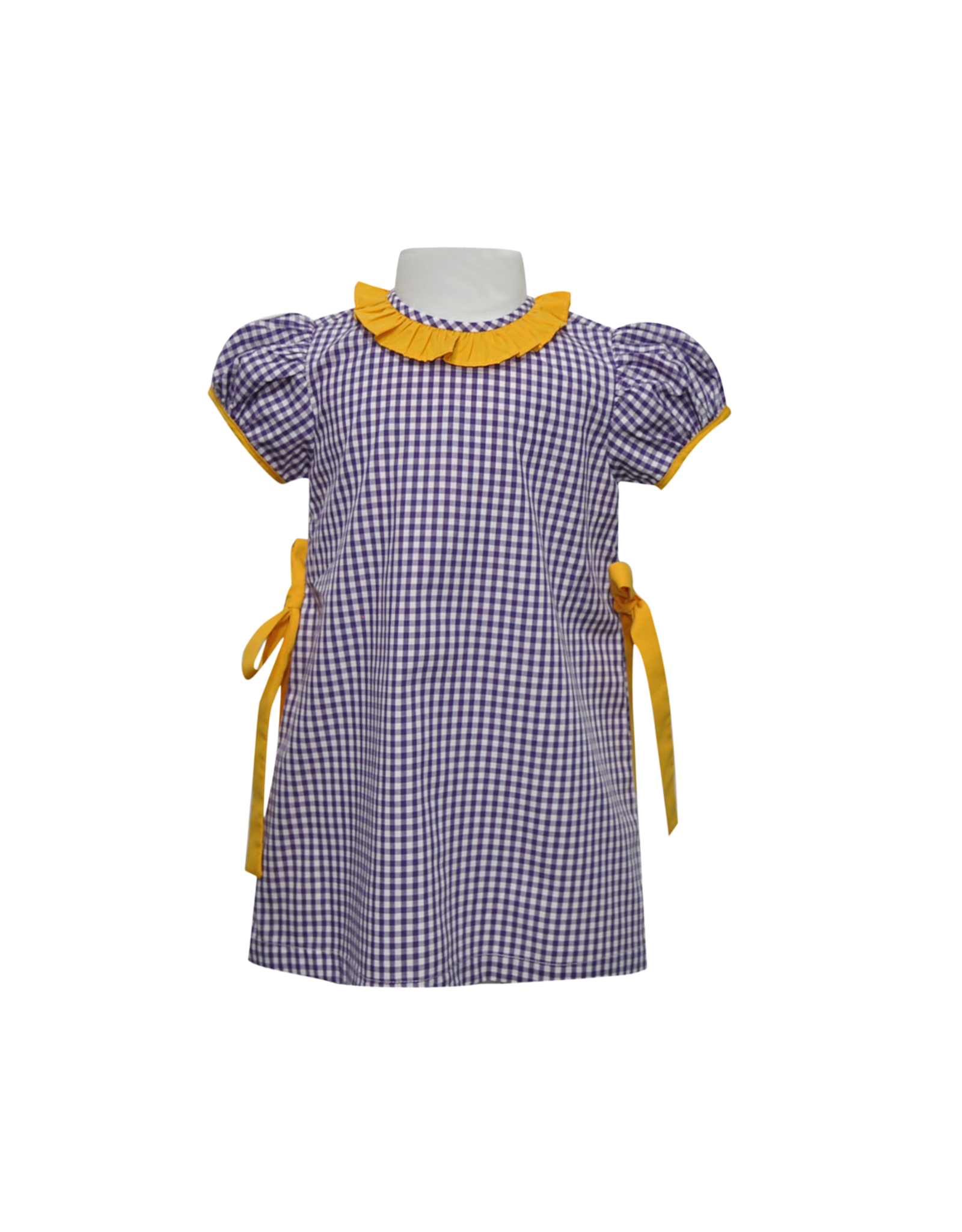 Southern Saturday Purple/Gold Gingham Side Tie Dress