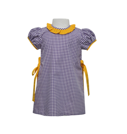 Southern Saturday Purple/Gold Gingham Side Tie Dress