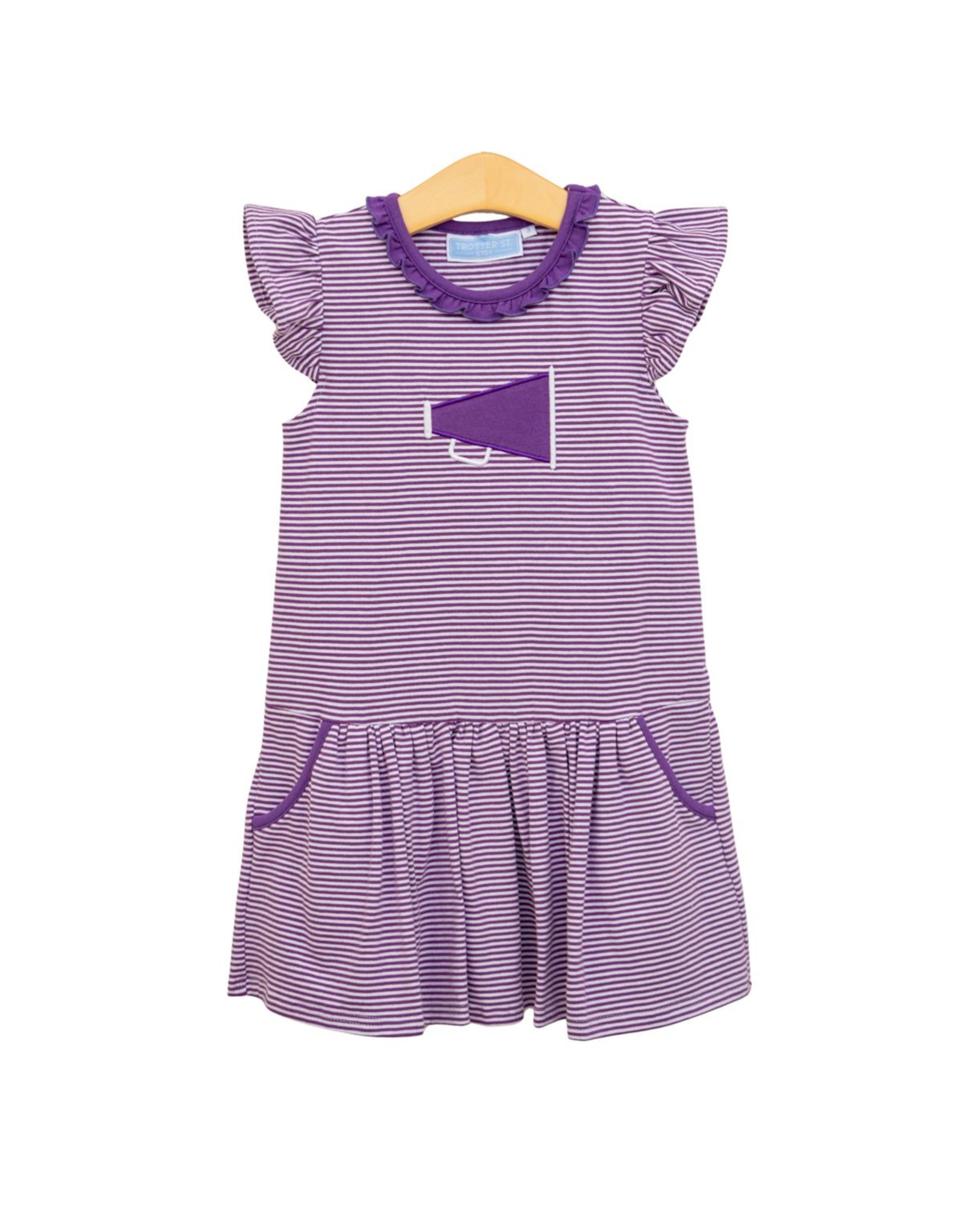 Trotter Street Kids Purple Stripe Megaphone Dress