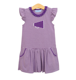 Trotter Street Kids Purple Stripe Megaphone Dress
