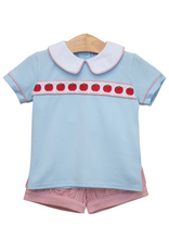 Trotter Street Kids Apple Ribbon Banded Short Set