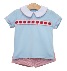 Trotter Street Kids Apple Ribbon Banded Short Set