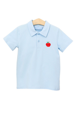 Trotter Street Kids Lt Blue Knit Apple Polo