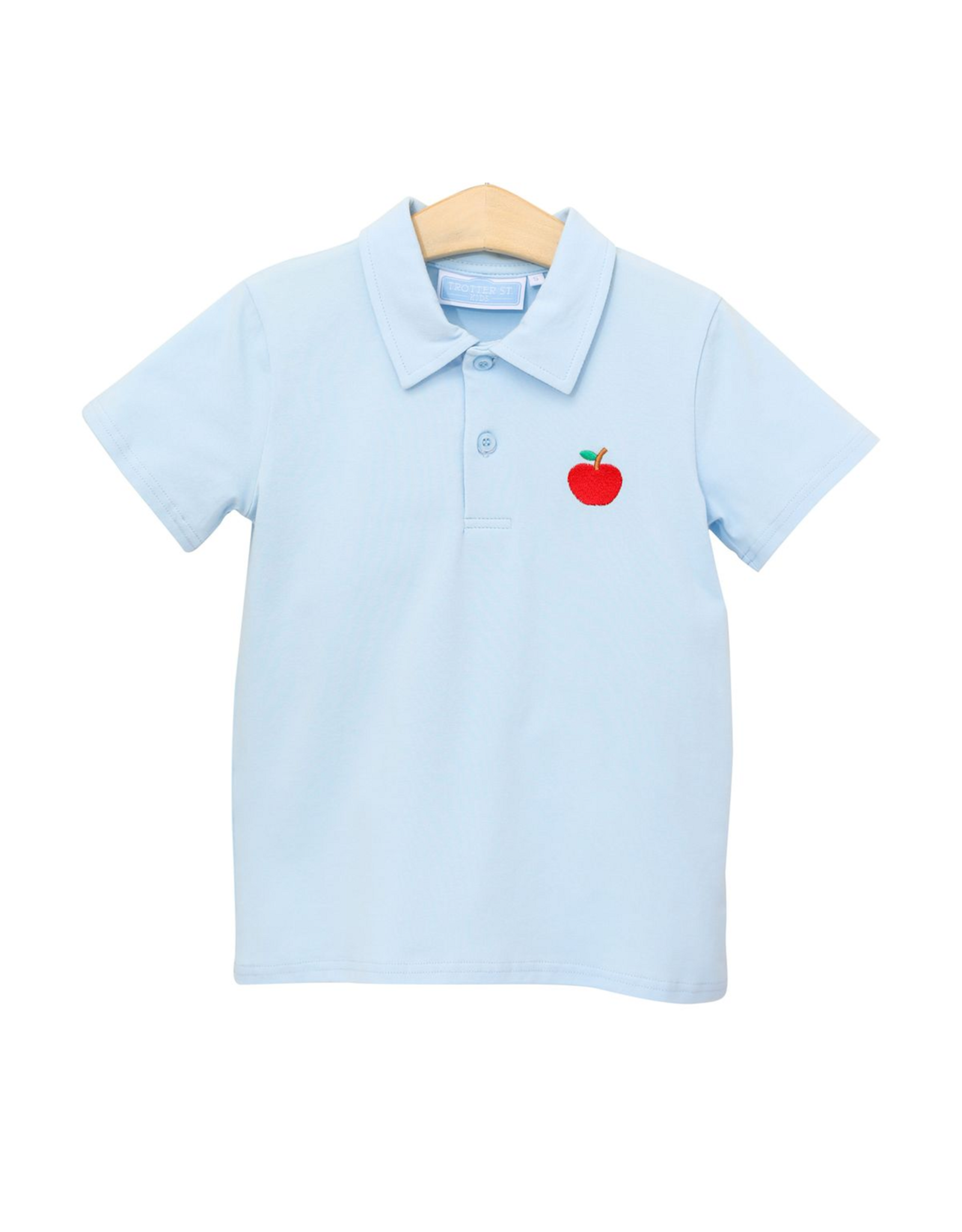 Trotter Street Kids Lt Blue Knit Apple Polo