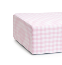Petite Plume Pink Gingham Crib Sheet